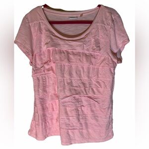 DKNYC Light Pink Ruffled Short Sleeve Top